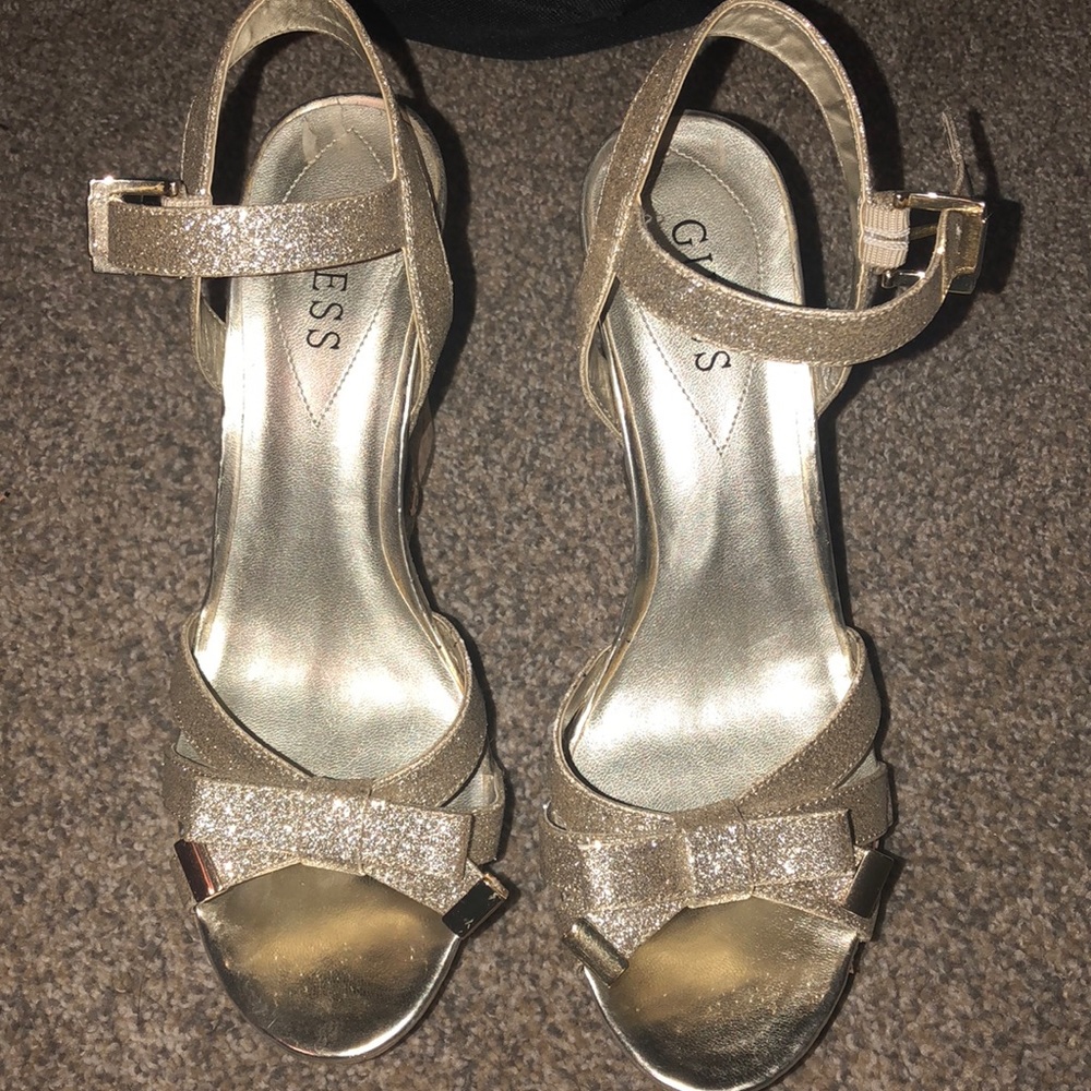 Guess Gold Glitter Wedges